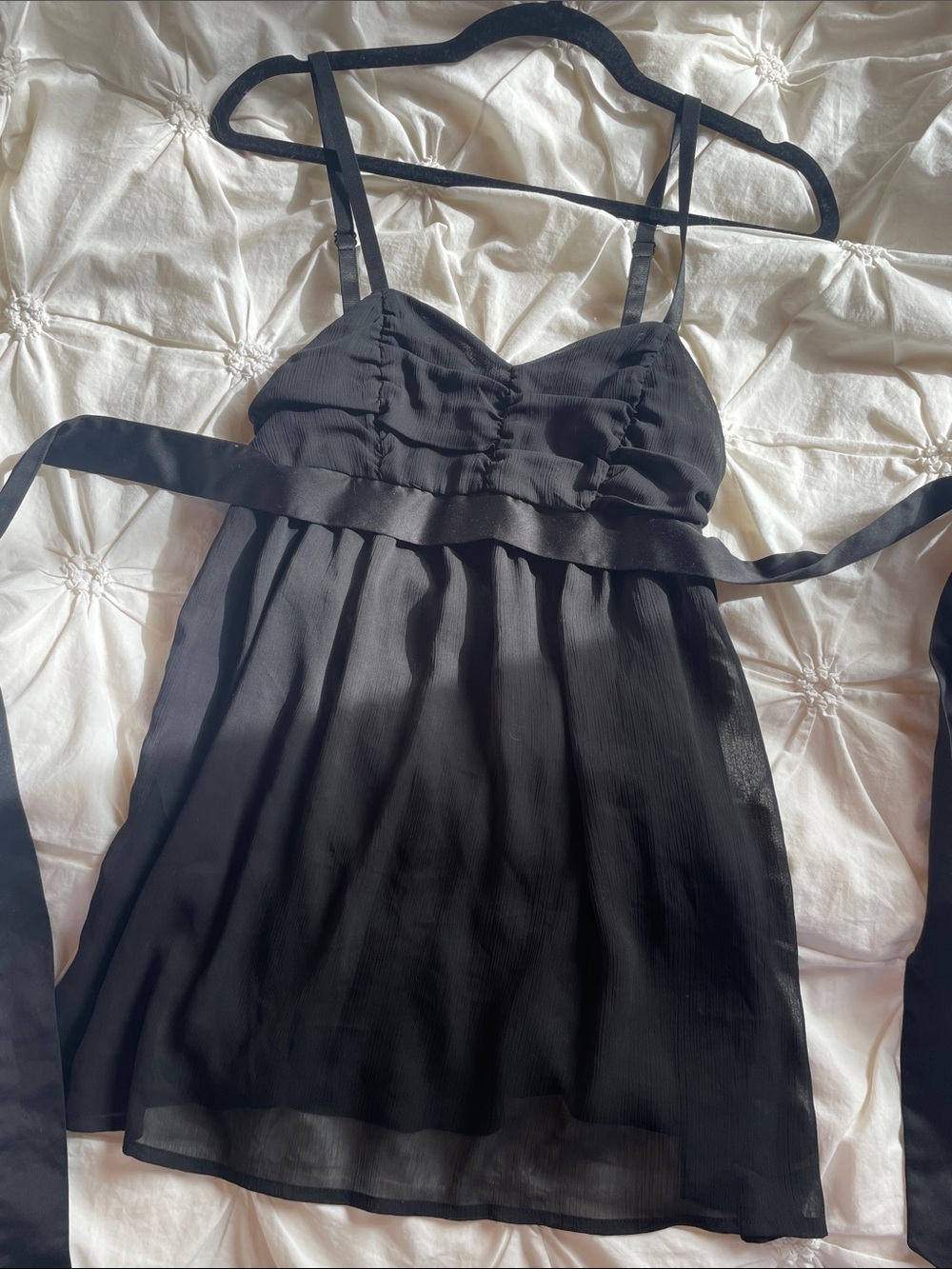 Y2K Sheer Black Spaghetti Strap Babydoll GUESS Top